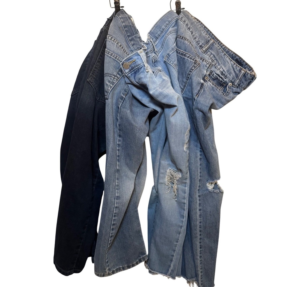 Lot‎ of 4 kids Levi's Gap & Vanilla Star Distressed & Wide Leg Jeans Blue Size 8